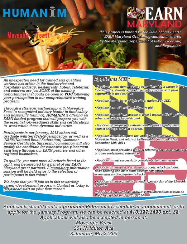 Humanim and Moveable Feast team up to provide Hospitality Training