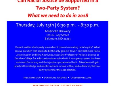 Join us for Baltimore Racial Justice Action’s July Event at Humanim