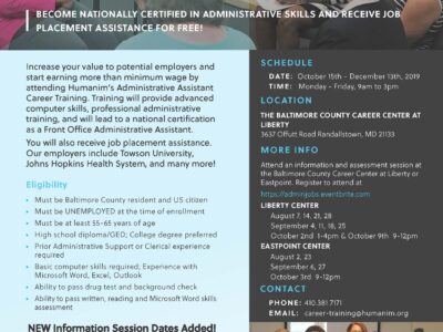 Free 55+ Administrative Career Training Program Fall 2019