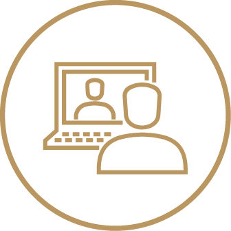 person in front of computer icon
